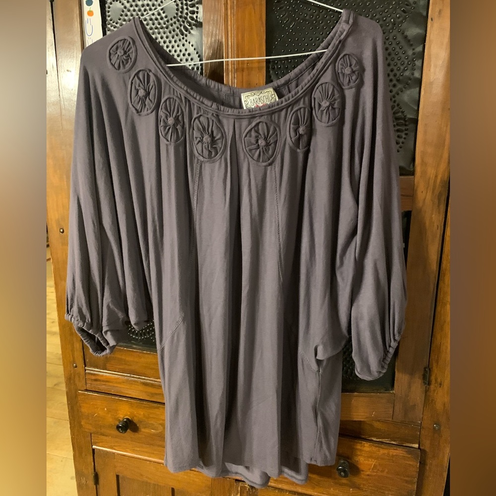 ANTHROPOLOGIE dolman top (brand: Baraschi) size L grey